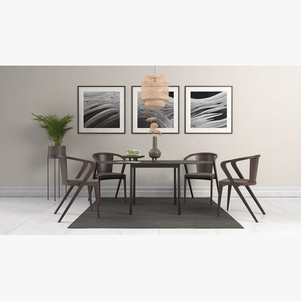 Modern Dining Room Set 3D 모델 