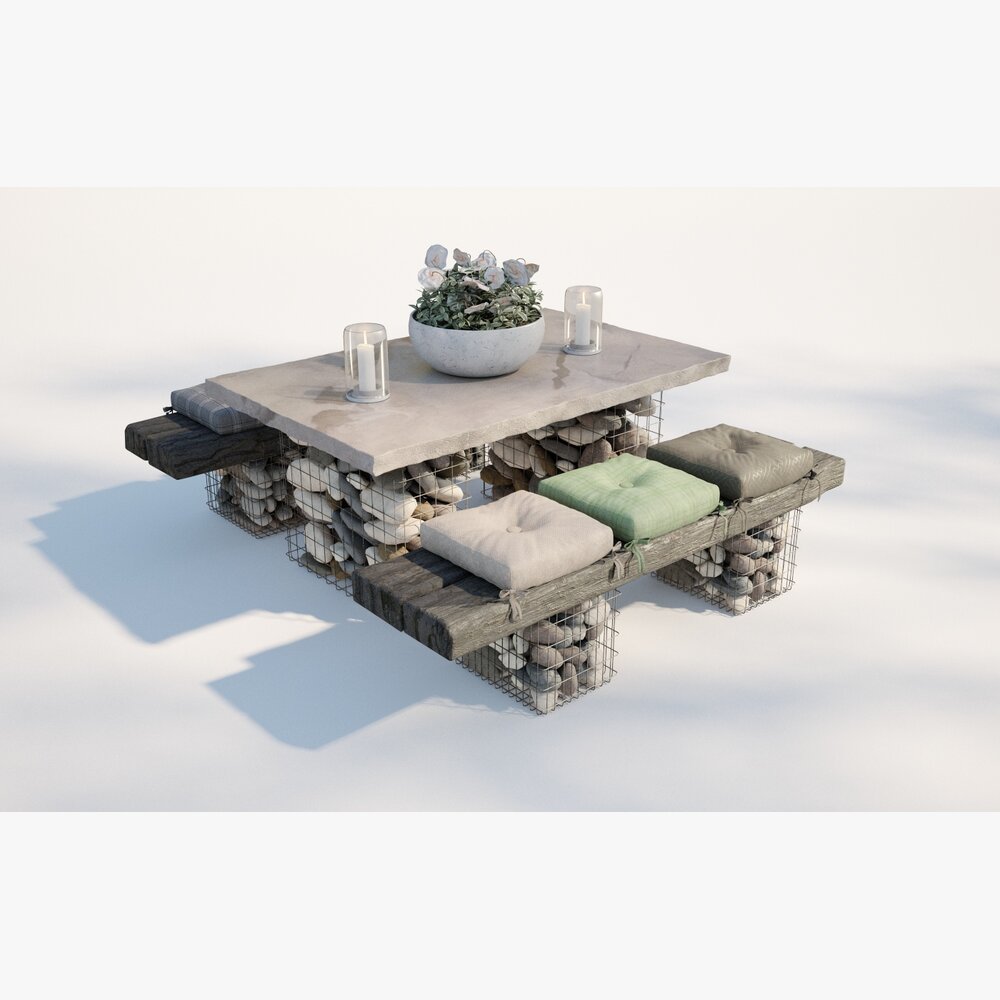 Stone Base Outdoor Table Modello 3D
