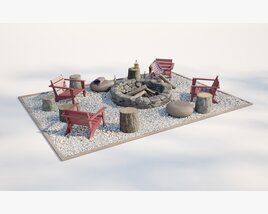 Outdoor Fire Pit Area Modello 3D