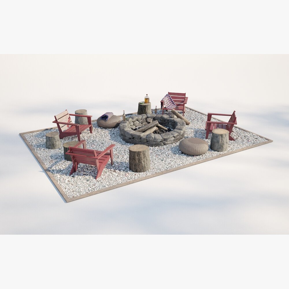 Outdoor Fire Pit Area 3D 모델 