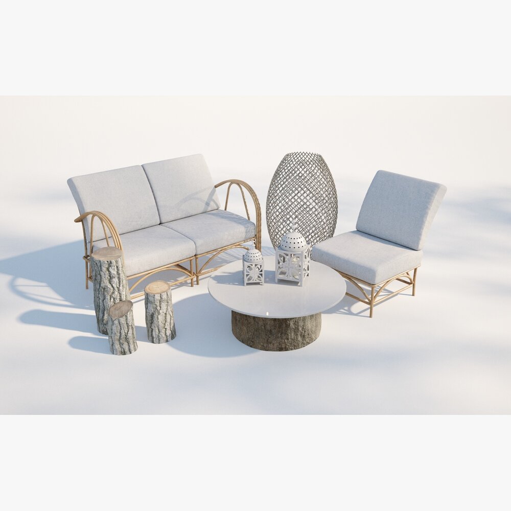 Contemporary Patio Furniture Set 3D-Modell