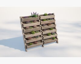 Tiered Wooden Planter Boxes 3D-Modell