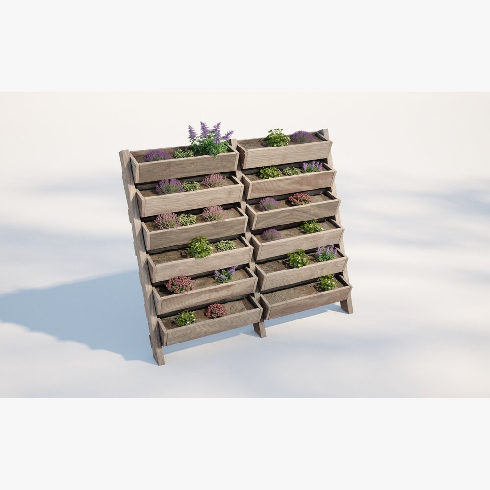 Tiered Wooden Planter Boxes 3D модель