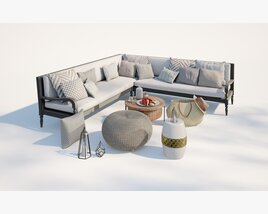Modern Living Room Sectional Sofa Set 3D model