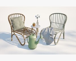 Wicker Chairs and Cozy Corner 3D model