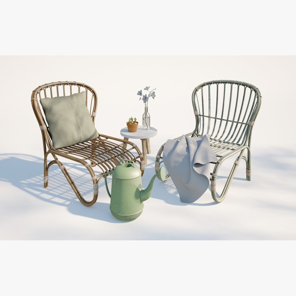 Wicker Chairs and Cozy Corner Modelo 3D