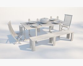 Outdoor Dining Set 02 3D-Modell
