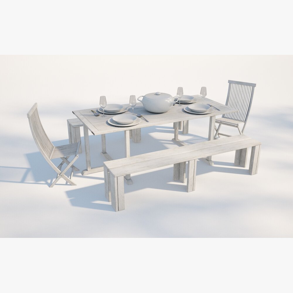 Outdoor Dining Set 02 3D model