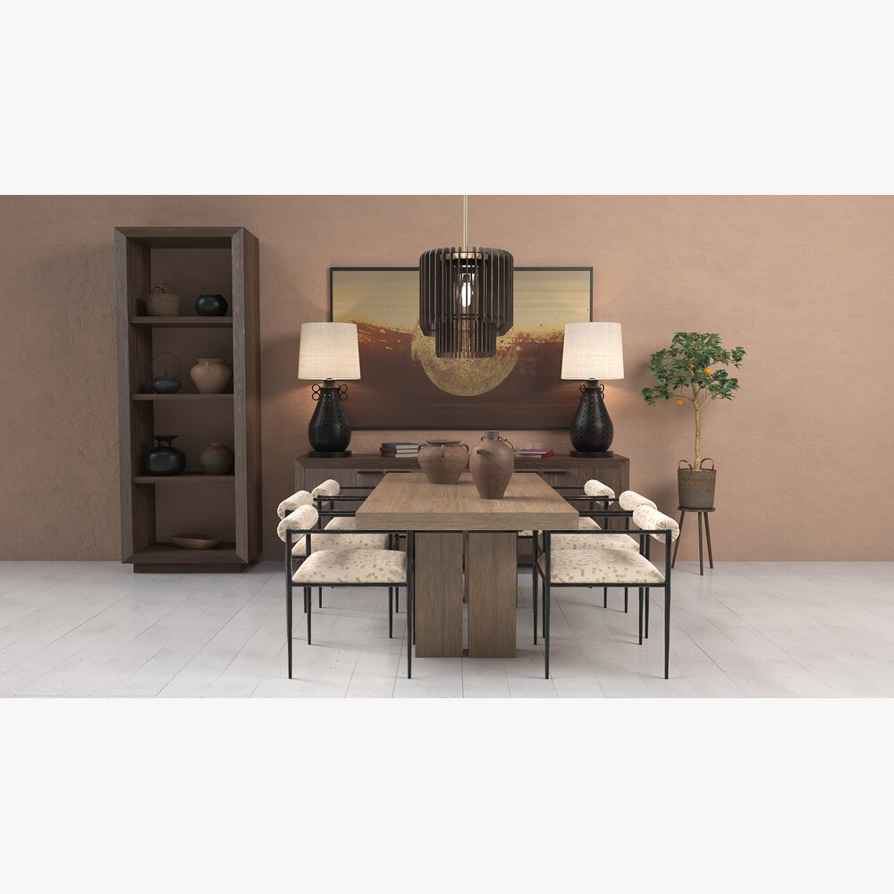 Elegant Dining Room Set Modelo 3d