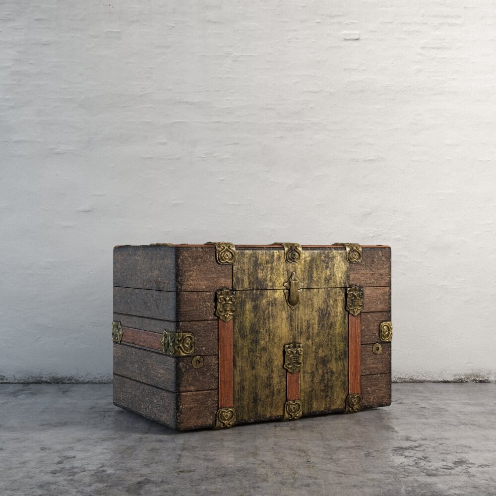 Antique Wooden Chest 3Dモデル