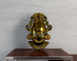 Decorative Golden Mask Sculpture Modello 3D