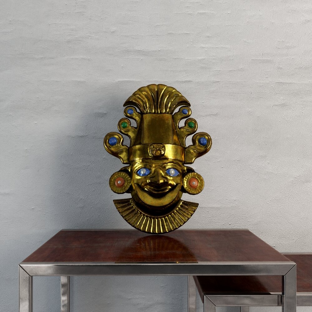 Decorative Golden Mask Sculpture 3D 모델 