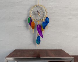 Colorful Feathered Dreamcatcher Wall Decor Modelo 3d