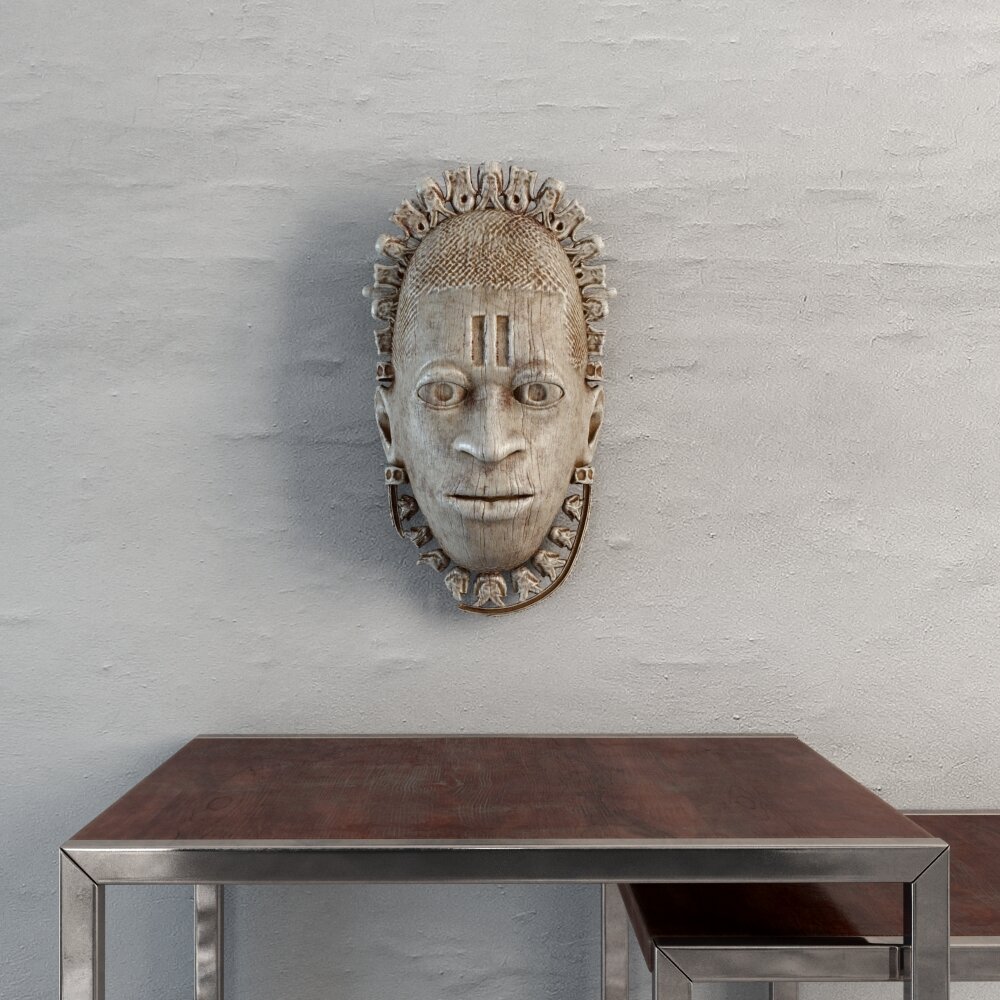 African Tribal Bone Mask Wall Decor 3D 모델 