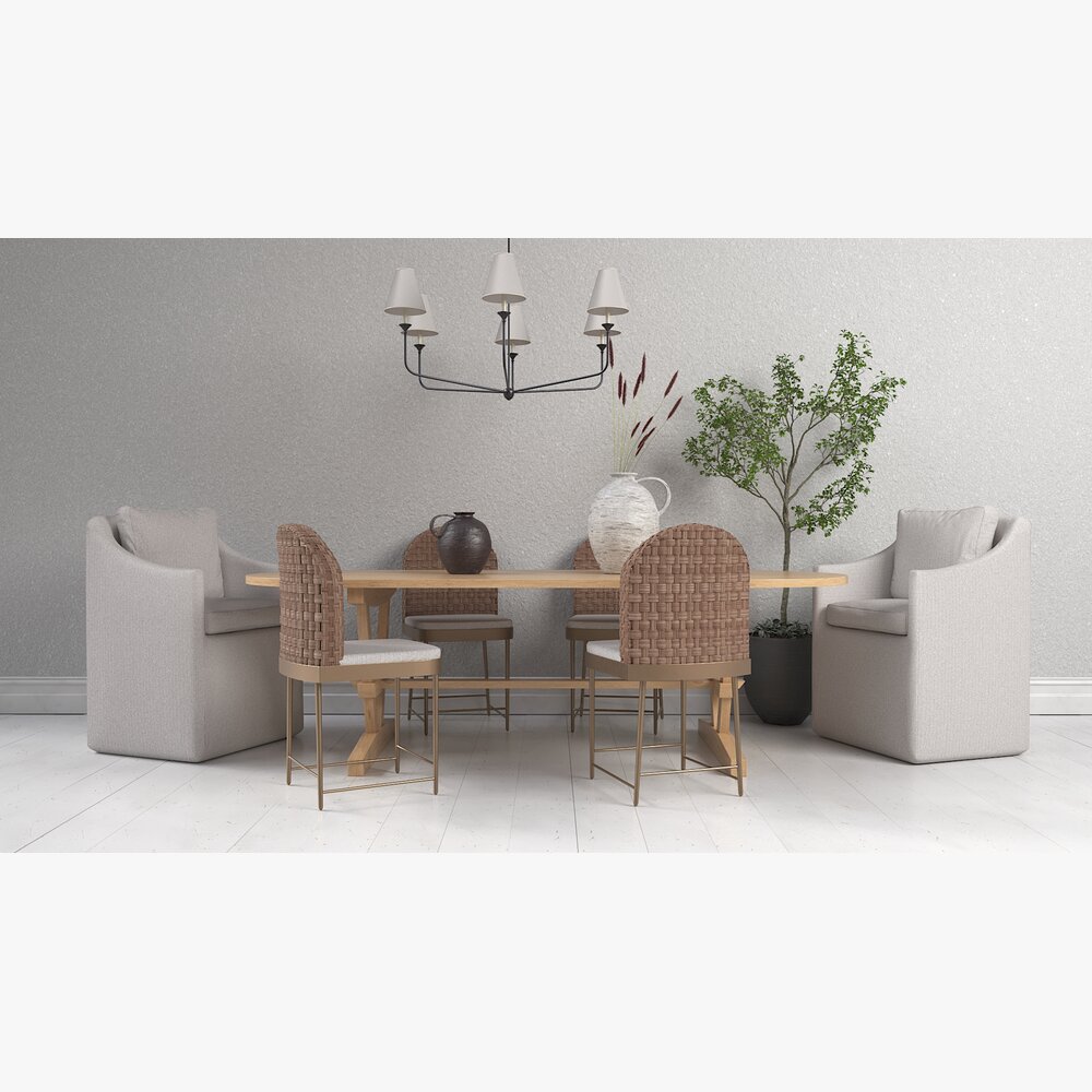 Elegant Dining Room Setup Modello 3D