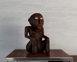 Wooden Tribal Figurine 3D model
