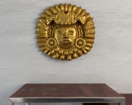 Golden Sun Mask Wall Decor Modello 3D