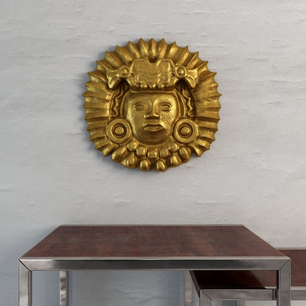 Golden Sun Mask Wall Decor Modello 3D