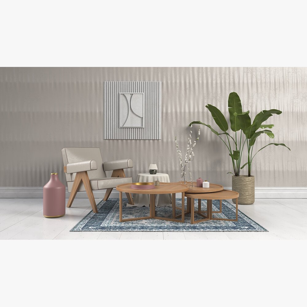 Modern Living Room Decor 04 3D模型