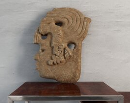 Antique Carved Stone Mask 3D model