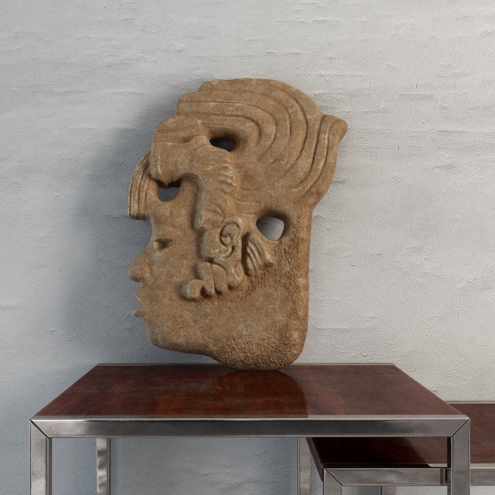 Antique Carved Stone Mask 3D 모델 