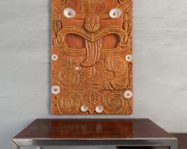 Carved Tribal Mask Wall Art 3D model