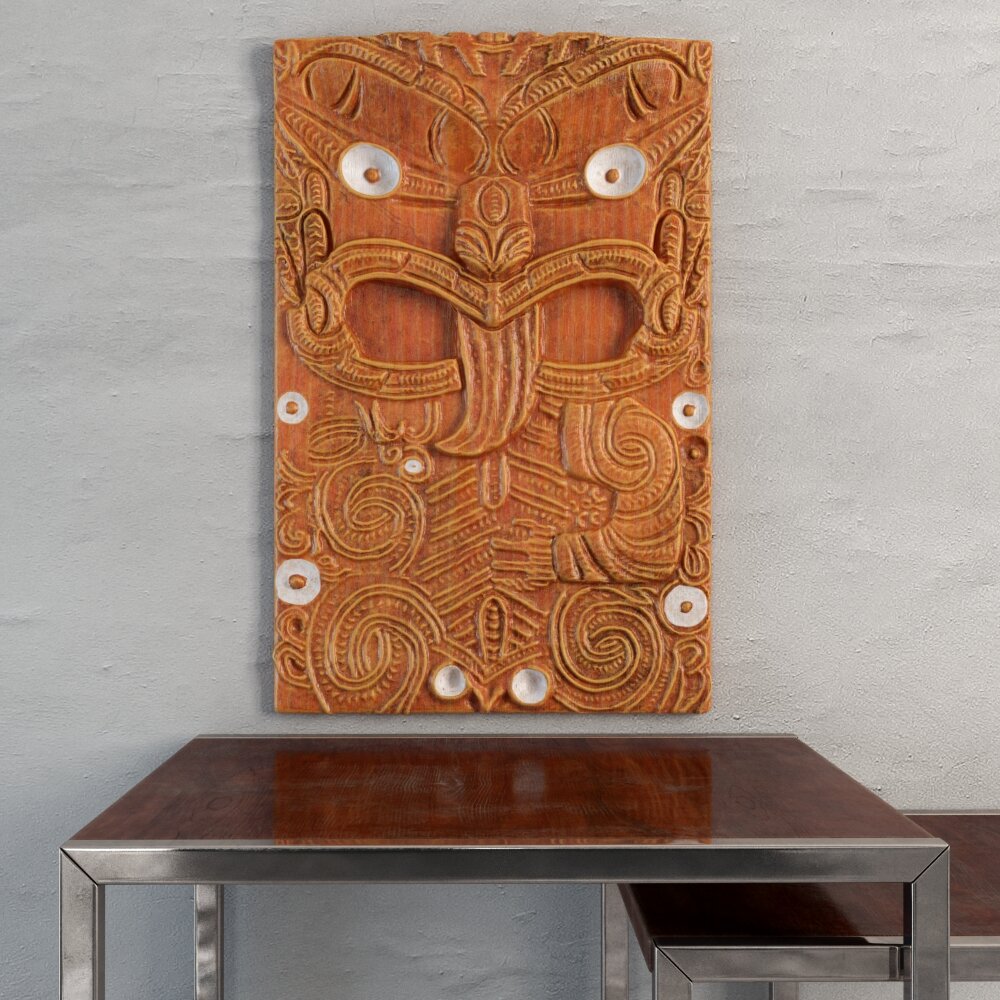 Carved Tribal Mask Wall Art 3d model