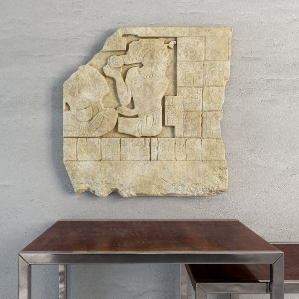 Mayan Stone Wall Sculpture Modello 3D