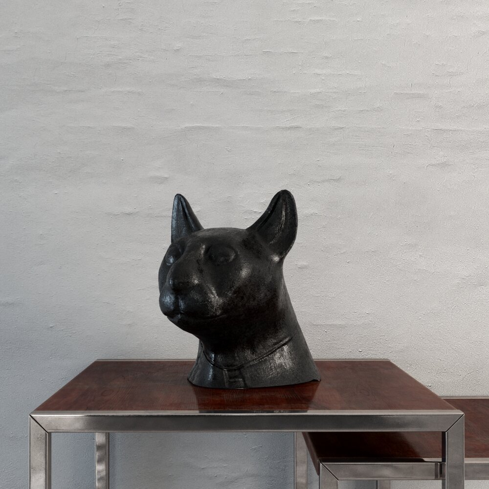 Ancient Egyptian Black Cat Bust Sculpture 3D модель