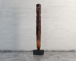 Carved Wooden Totem Sculpture 3Dモデル