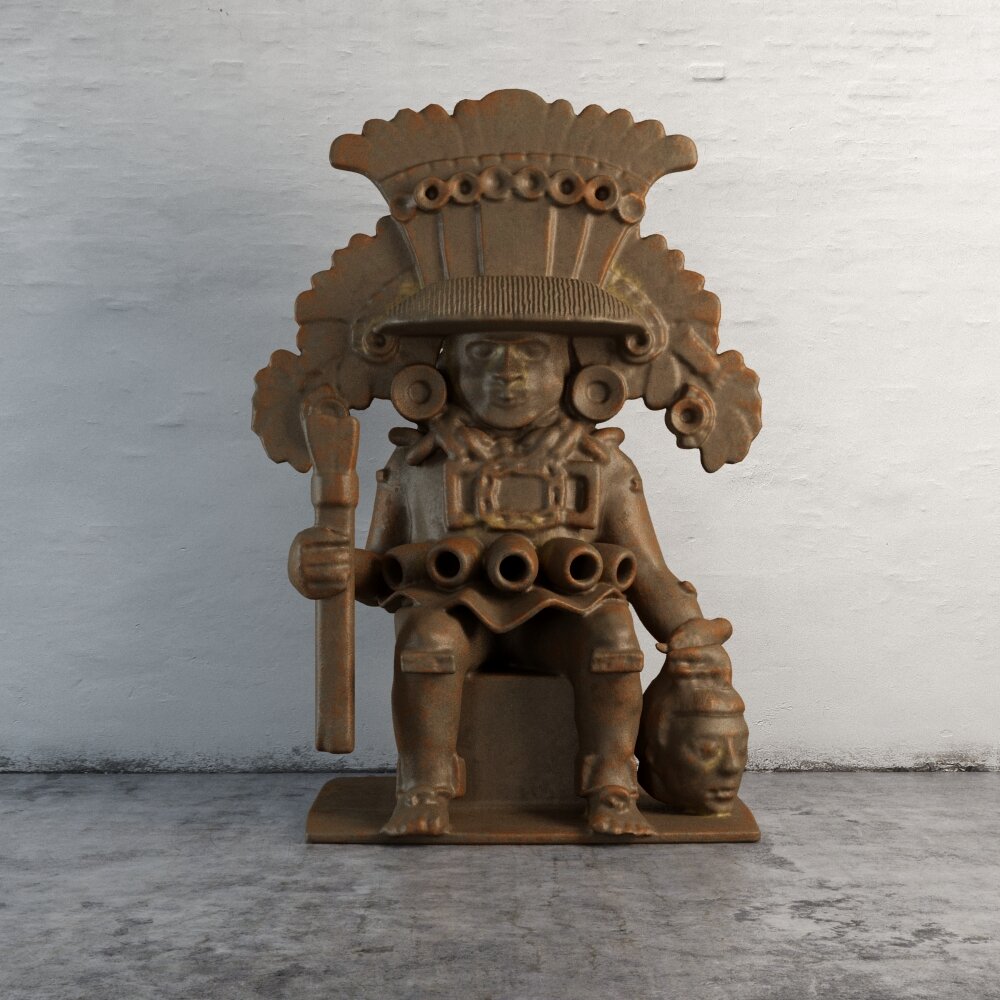 Aztec Warrior Statue Modello 3D