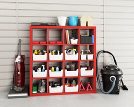 Organized Garage Storage Shelf 3D 모델 