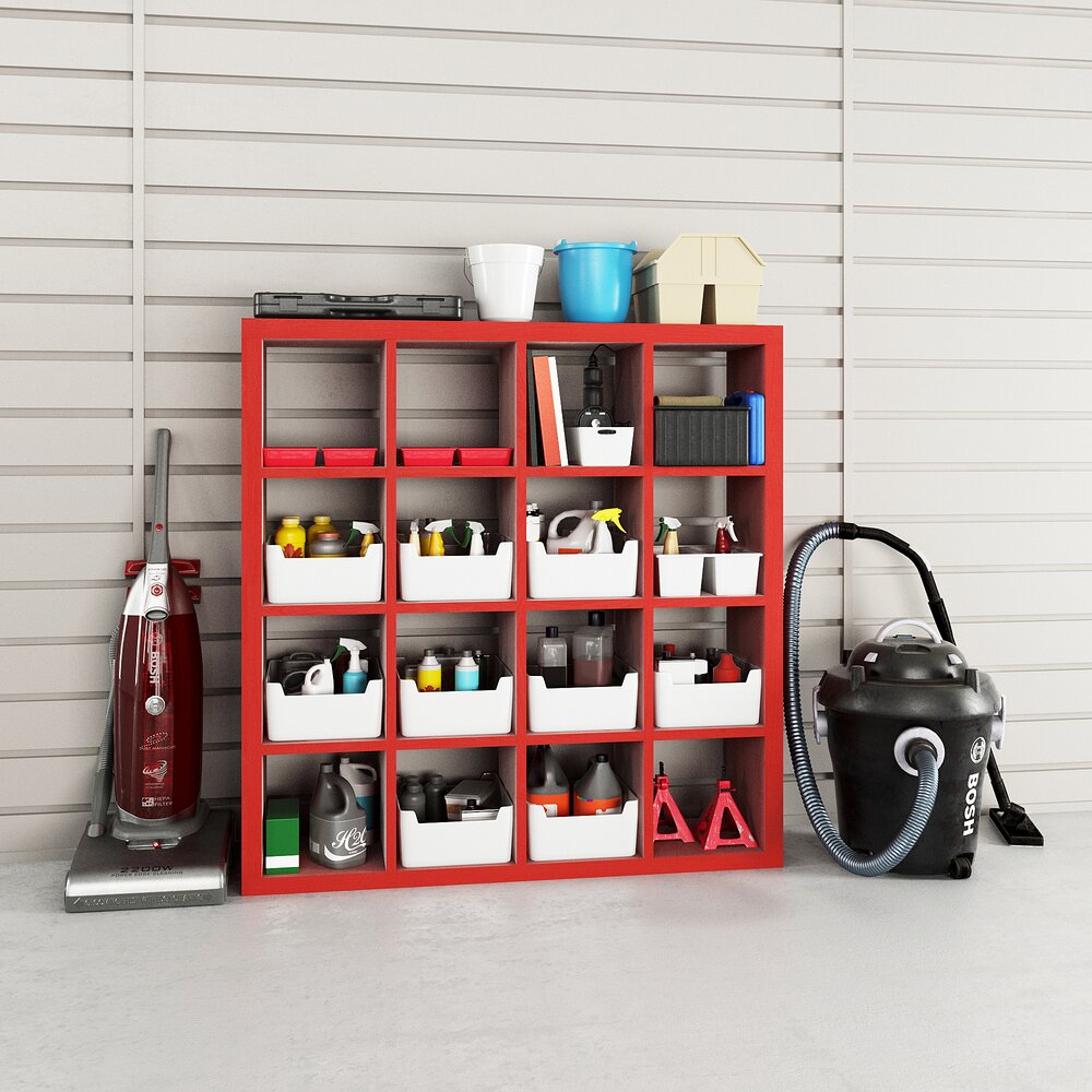 Organized Garage Storage Shelf 3D модель