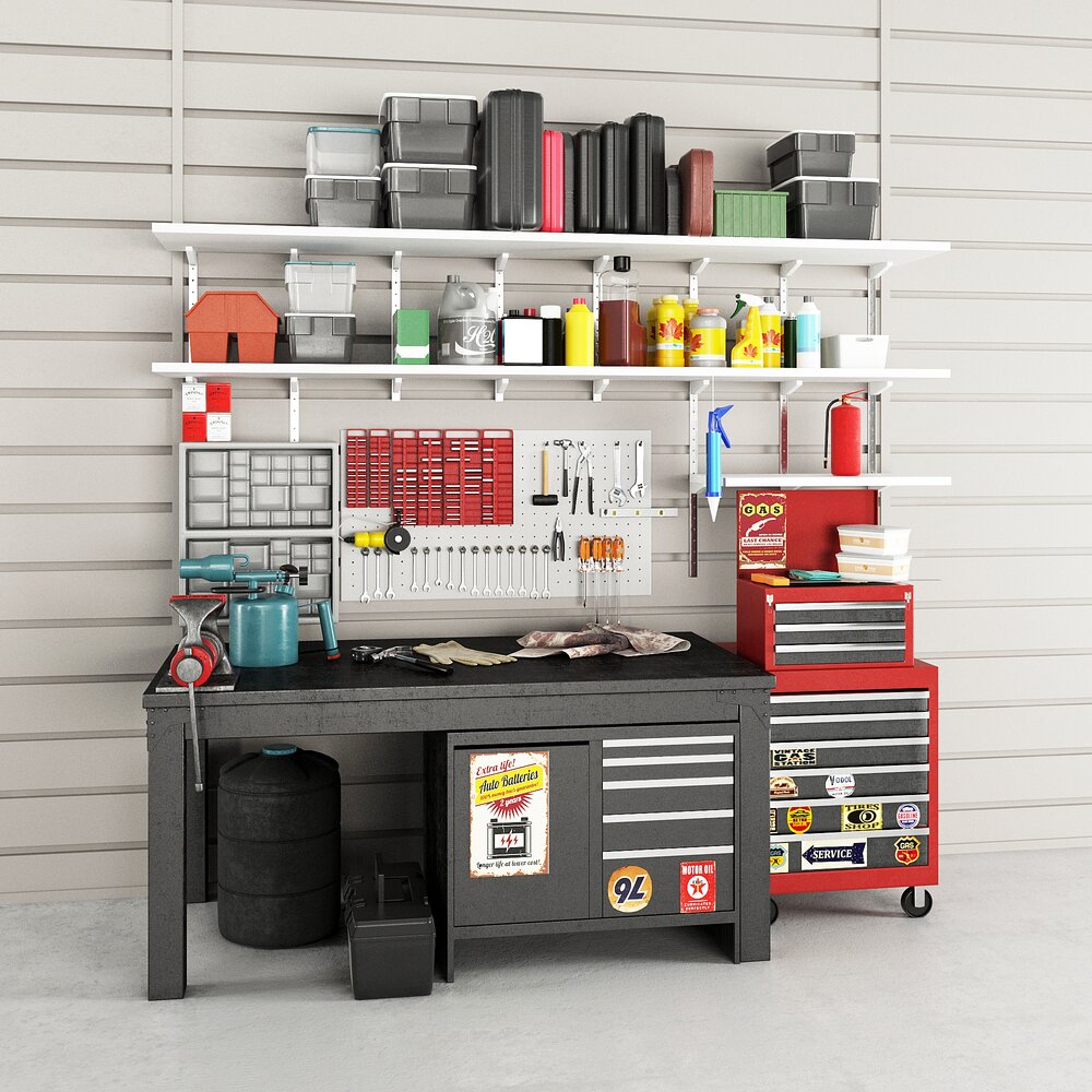 Organized Garage Workstation 02 Modello 3D