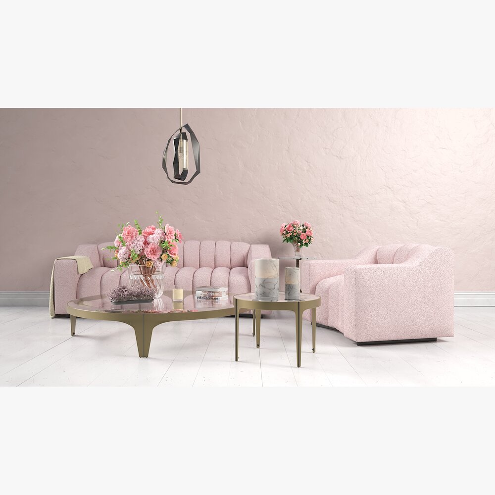 Elegant Living Room Set Modello 3D