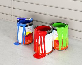 Colorful Paint Cans 3D model