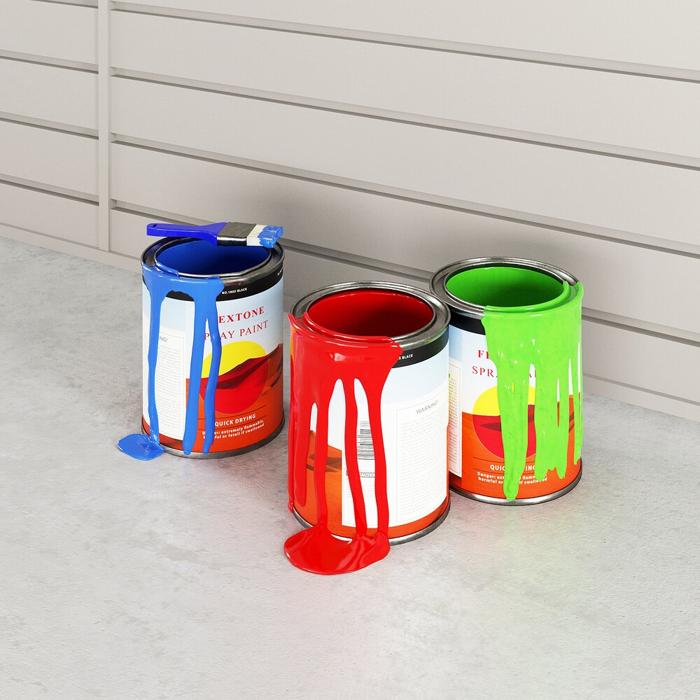 Colorful Paint Cans 3D модель