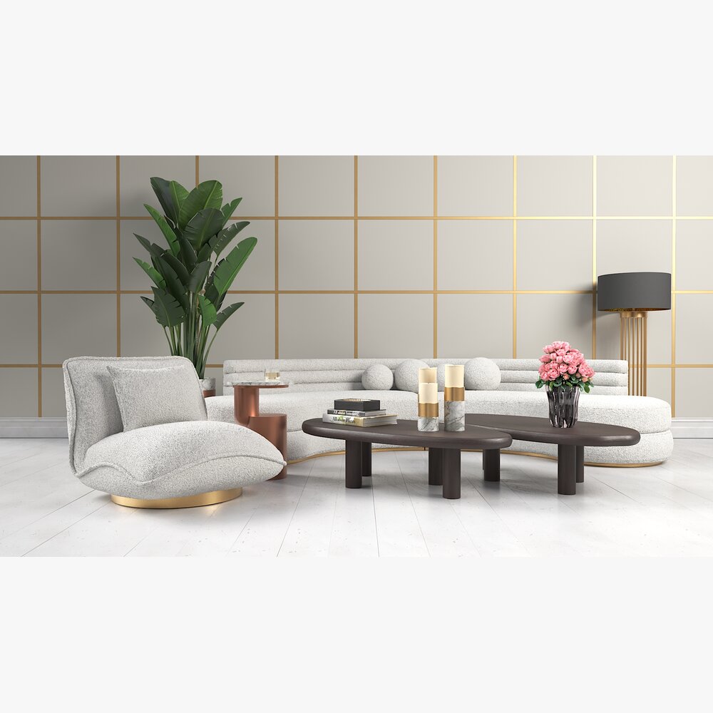 Contemporary Living Room Elegance 3D 모델 