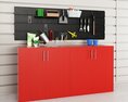 Wall-Mounted Tool Organizer Over Red Cabinet 3d model