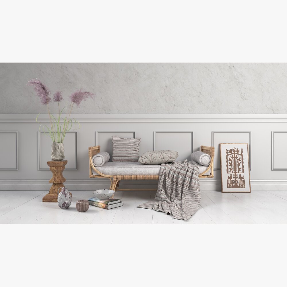 Elegant Living Room Decor 3D 모델 