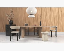 Modern Minimalist Dining Room Set Modello 3D