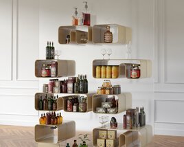Wall-Mounted Shelves Grocery Store Display 3D 모델 