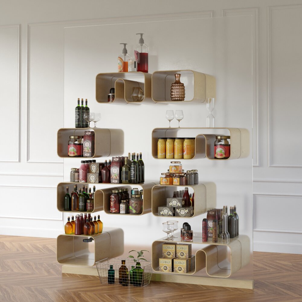 Wall-Mounted Shelves Grocery Store Display 3Dモデル