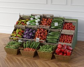 Fresh Vegetable Grocery Store Display 3D модель