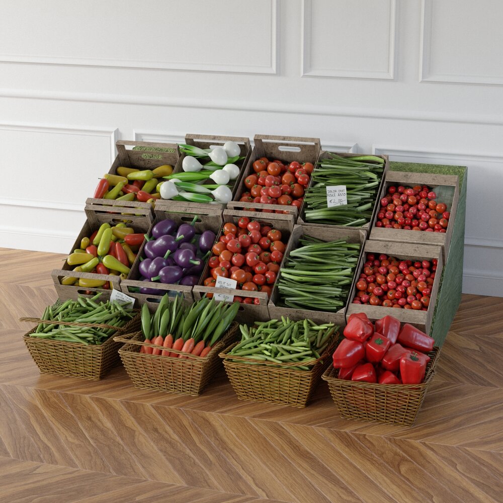 Fresh Vegetable Grocery Store Display 3D 모델 
