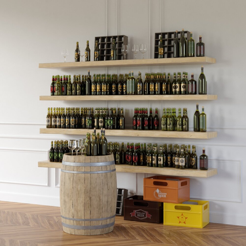 Wine and Oil Shelf Display Modèle 3D