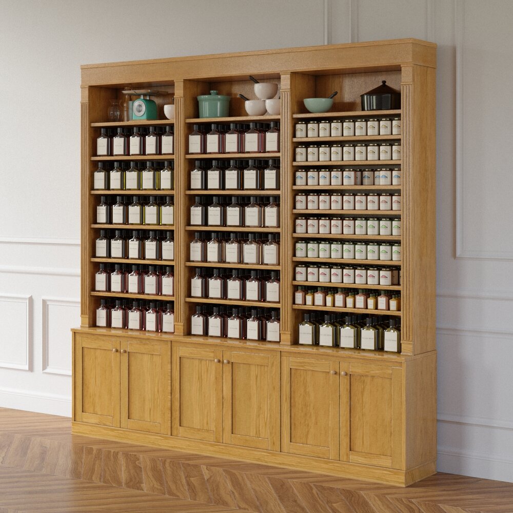 Classic Wooden Spice Cabinet 3D модель