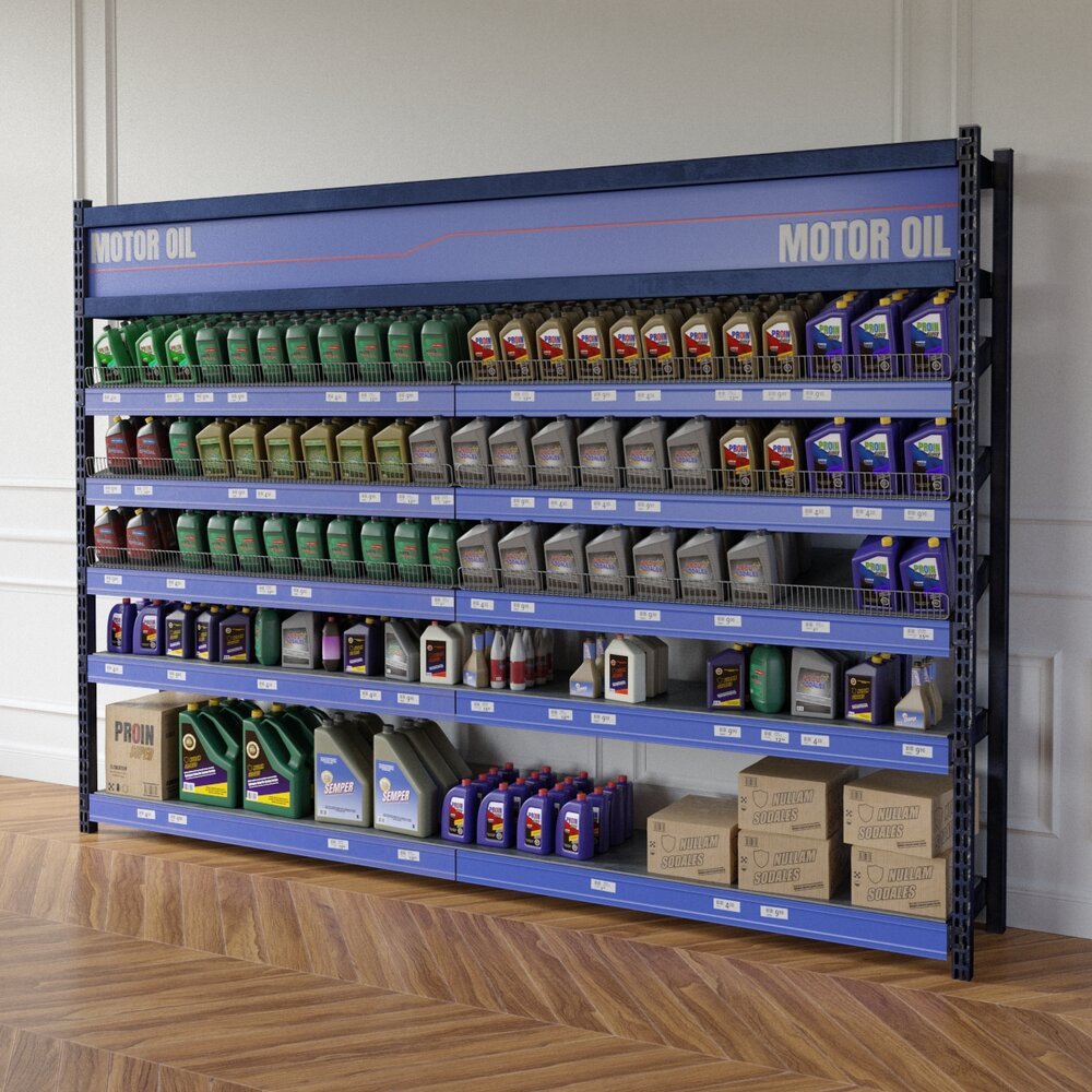 Motor Oil Display Shelf Modello 3D