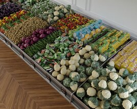 Fresh Vegetable Display Shelves 3D model