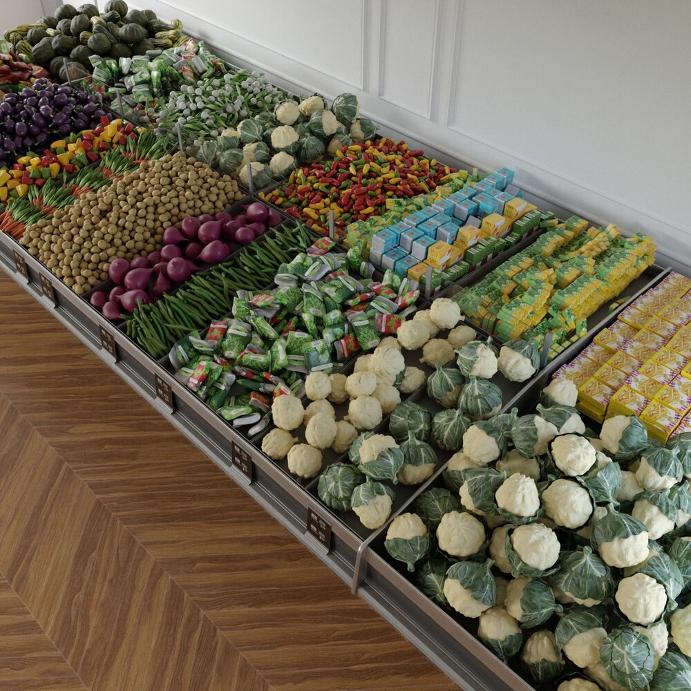 Fresh Vegetable Display Shelves Modello 3D